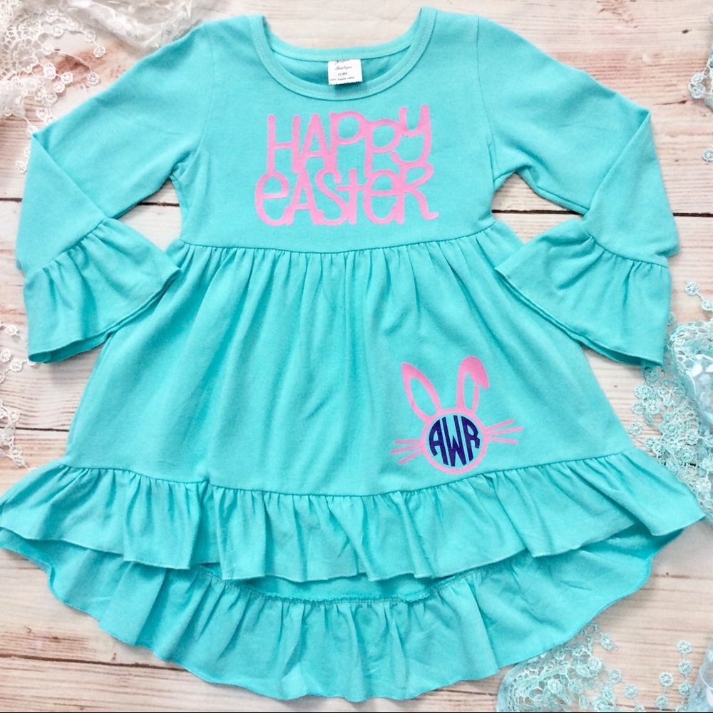 Boutique Girls Easter Dress With Monogram